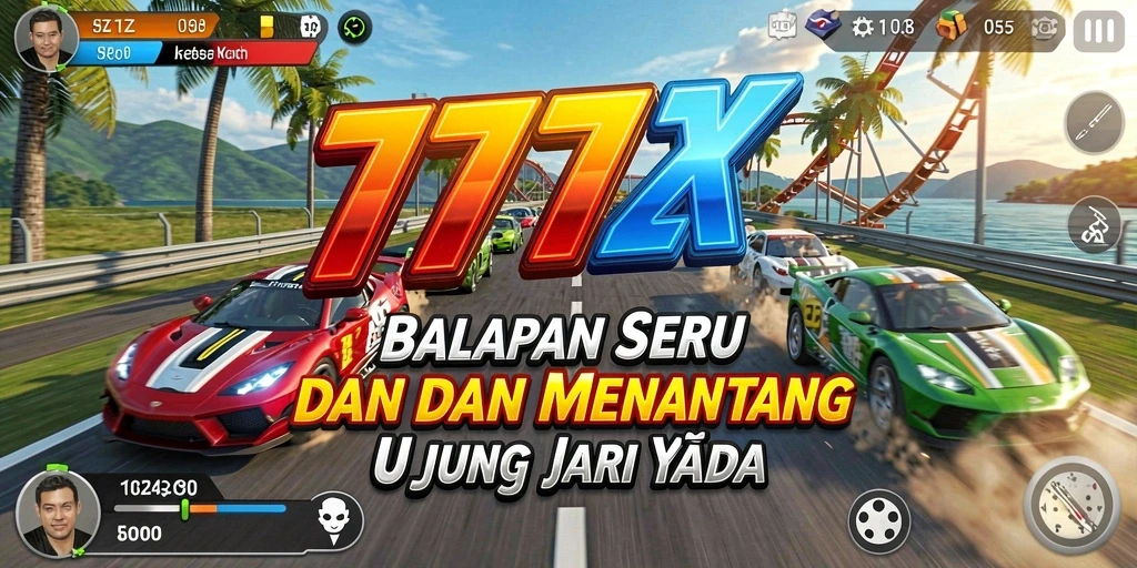 Screenshot gameplay 777ZX dengan balapan seru di trek yang menantang.