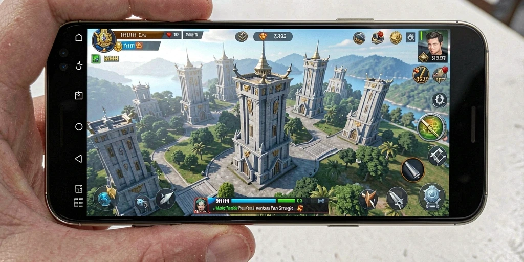 Tampilan screenshot gameplay 8HHH dengan suasana Tower Defense yang mendebarkan.