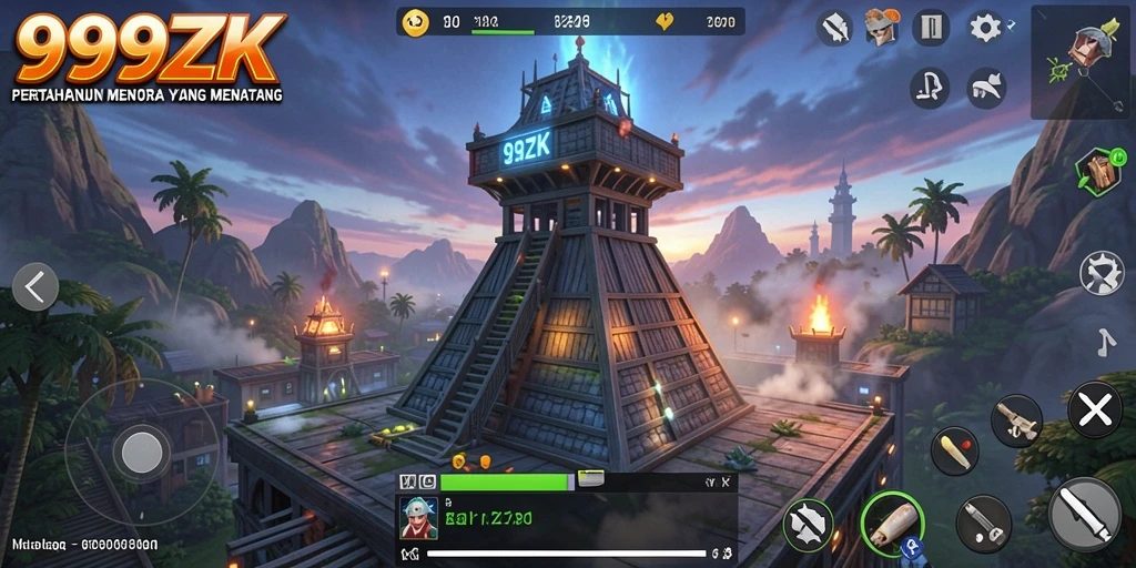 Tampilan gameplay seru dan strategi dalam Tower Defense 999ZK.