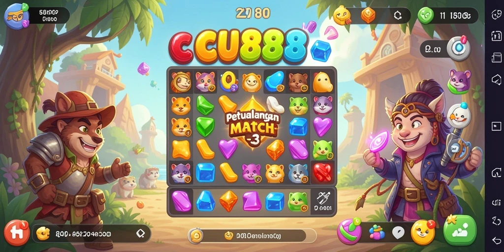 Tampilan gameplay CU888 yang menarik dalam dunia Match-3.