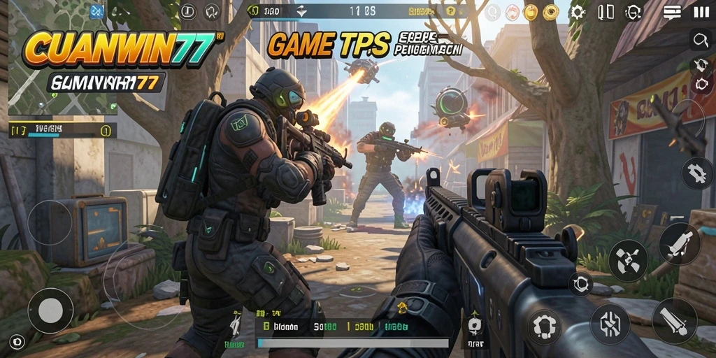 Menampilkan aksi seru dalam gameplay TPS CUANWIN77.