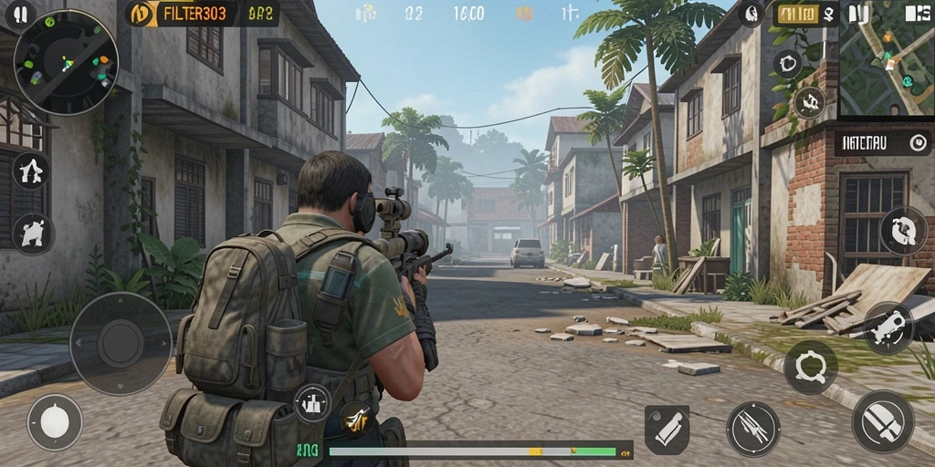 Tampilan gameplay FILTER303 yang intens dan penuh aksi.
