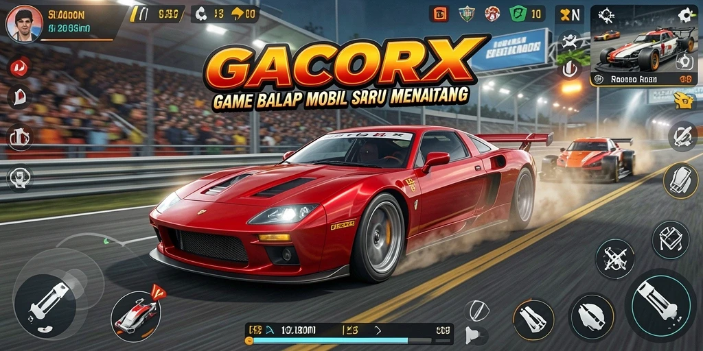 Screenshot GACORX menunjukkan aksi balap yang mendebarkan.
