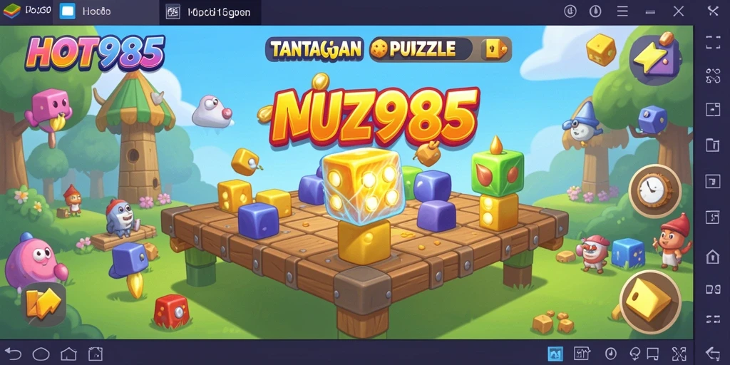Screenshot HOT985 menunjukkan gameplay Puzzle yang menantang dan penuh warna.