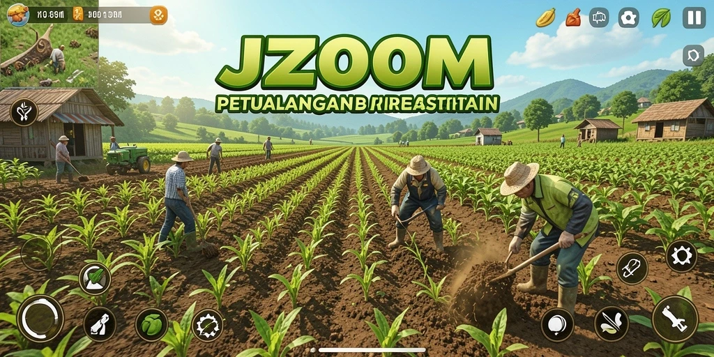Tangkapan layar dari gameplay <strong>J200M</strong> menunjukkan momen seru saat bertani.