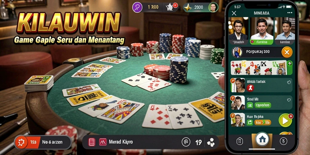 Tampilan gameplay KILAUWIN dengan suasana Gaple yang seru.