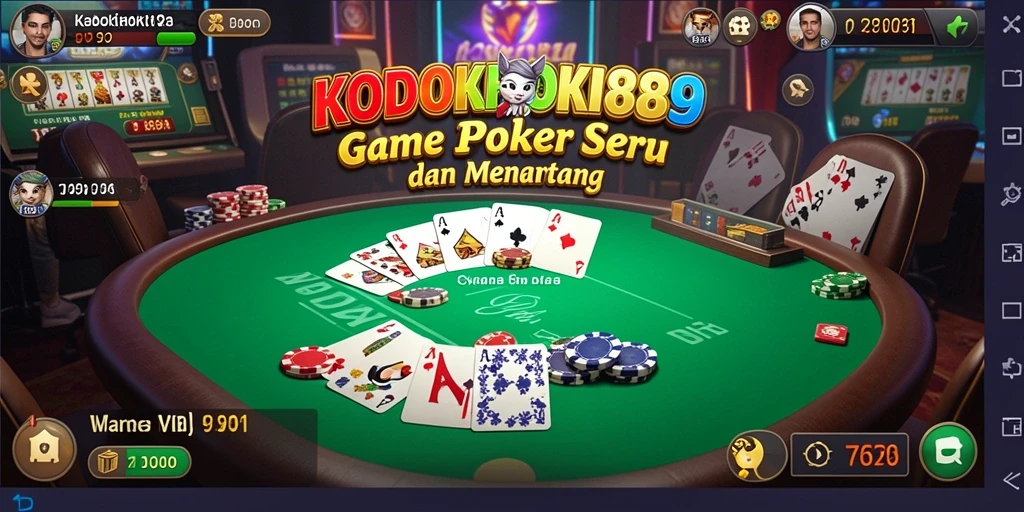 Screenshot gameplay seru dari KODOKHOKI889 yang menampilkan aksi Poker.