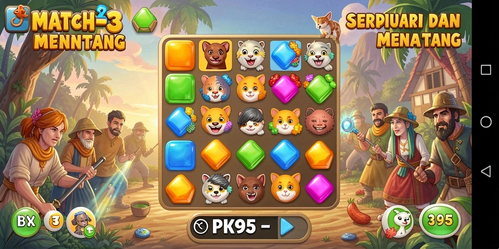 Tampilan gameplay seru di PK95 dengan grafis menawan.