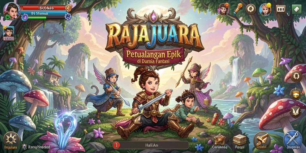 Tangkapan layar gameplay RAJAJUARA yang menunjukkan aksi pertempuran seru.