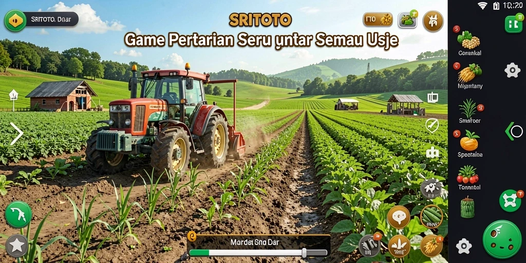 Tampilan gameplay <strong>SRITOTO</strong> yang menyenangkan saat menanam dan memanen.