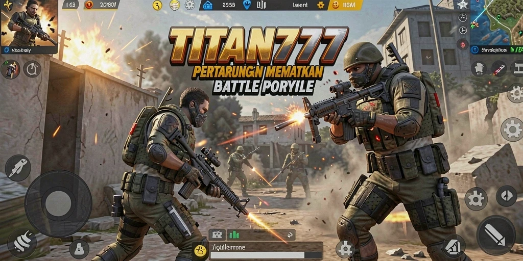 Tampilan gameplay intens dari TITAN777 di arena Battle Royale.