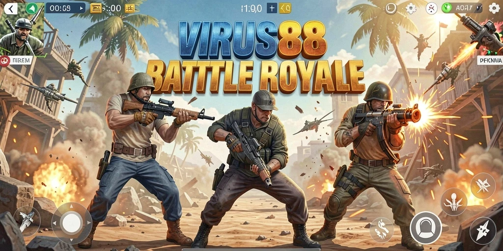Gameplay intens dari VIRUS88 dalam mode Battle Royale.