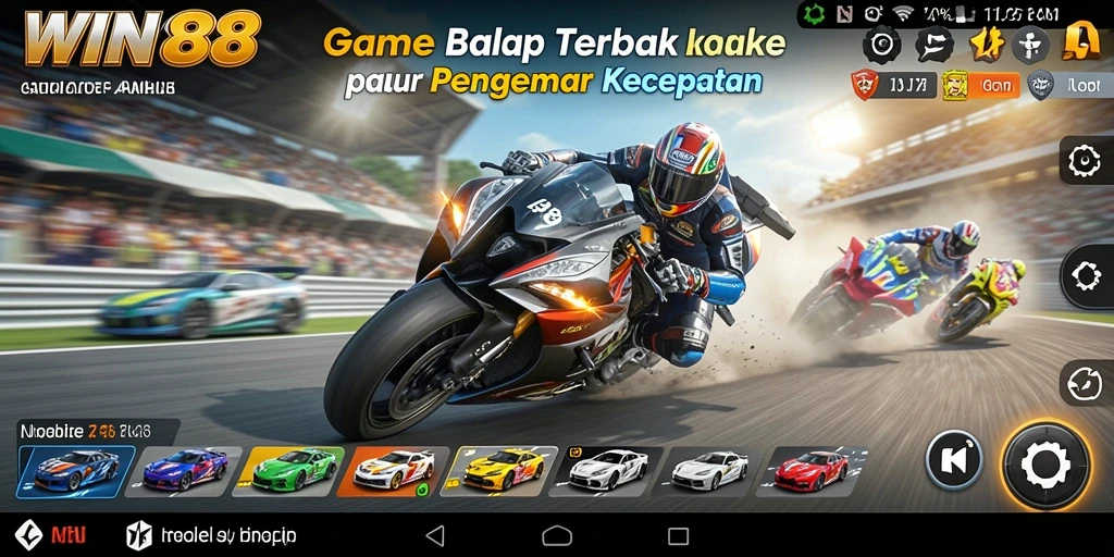 Gameplay seru WIN88 yang menampilkan balapan cepat dan menegangkan.