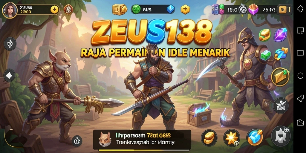 Tampilan gameplay ZEUS138 dengan berbagai mekanisme Idle yang menarik.